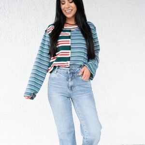 Judy Blue Wild Cherry High Rise Retro Wide Leg Jeans